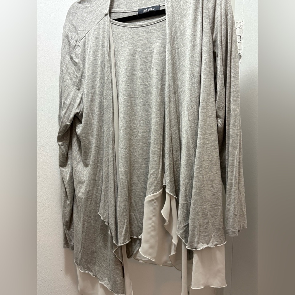 Gray and Cream Layered Cardigan
